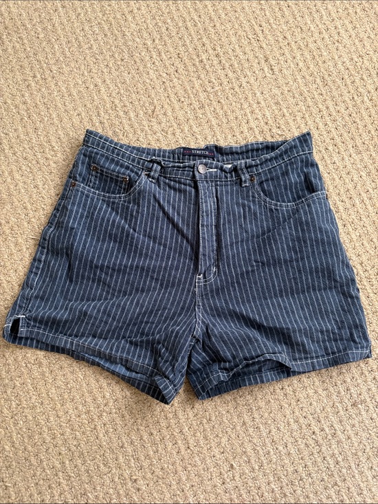 bill blass Pants - Vintage 80s Bill Blass Pinstripe Denim Stretch Shorts